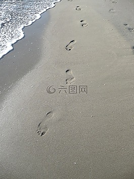 海灘,沙,痕跡