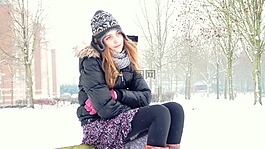 女孩,冷,雪