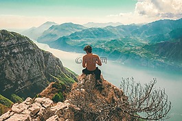山,高原,云