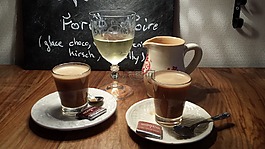 安排,咖啡,酒杯