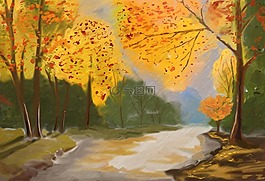 秋季森林,waldsee,树木