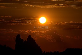 日落,天空,云