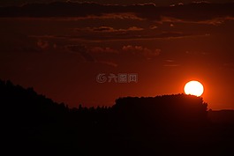 日落,天空,云