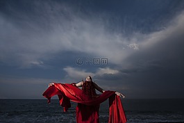 織物,婦女,紅色