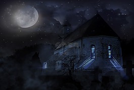 夜,撰寫,教堂