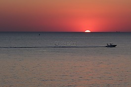 海,日落,夏季