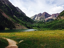 山,雪,湖