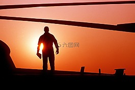 日落,側(cè)影,直升機(jī)