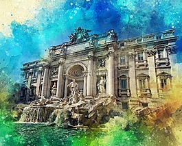 trevi,喷泉,罗马