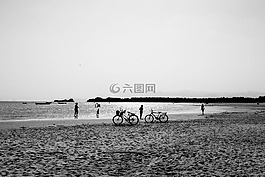 自行車,人,剪影