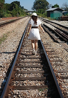 鐵路,女孩,火車