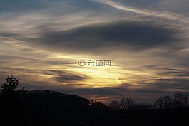 天空,日出,黃色