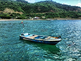 海,船,海灘