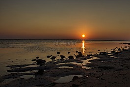 日落,abendstimmung,海