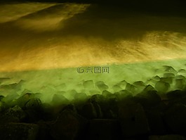 霧,夜,燈