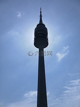 奥林匹亚塔,慕尼黑,蓝色的天空