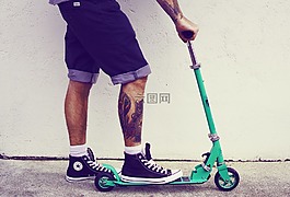 滑板車,摩托車,男子