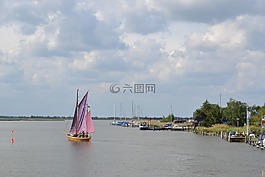 湖,水域,帆