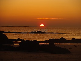 太阳浸渍,海,岩