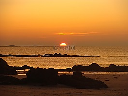 太陽,海,日落