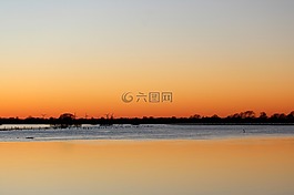 日落,黎明,水域
