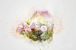 鮮花,花束,籃