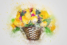 鮮花,花束,籃