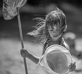 孙女,海滩,夏天