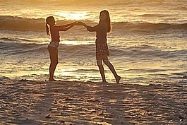 海灘,女孩,播放