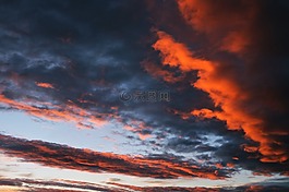 日落,天空,云