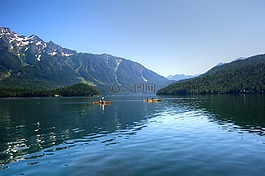 皮劃艇,湖,山