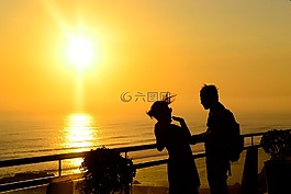 陽光,日落,夫婦