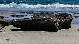石,海灘,沙