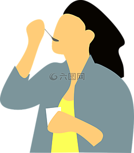 女子,吃,酸奶