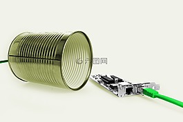 罐头的电话,盒,电缆
