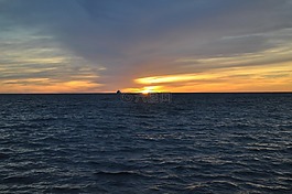 日落,海角,小船