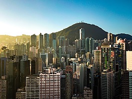 摩天大樓,城市,輪廓對著天空
