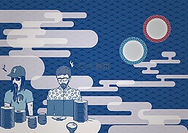 壽司,插圖,男性