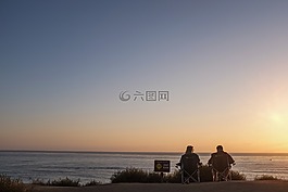 日落,靈魂伴侶,海灘