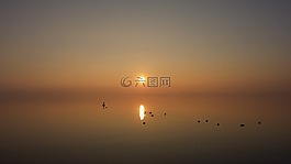 日落,火車,湖