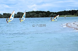 湖,帆船,岸