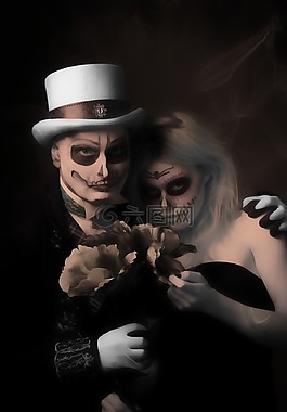 haloween,化妆,夫妇