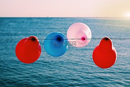 氣球,多彩,紅色