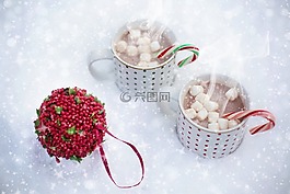 熱巧克力,雪,圍巾