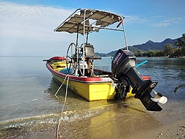 海,海灘,小船