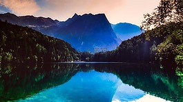 奧地利,山,湖