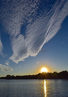 日落,云,天空