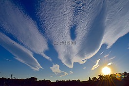 日落,云,天空