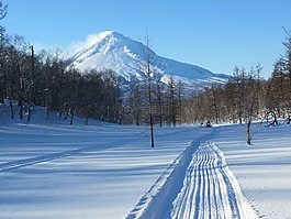 冬季,雪,火山