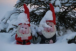 花園 gnome,矮人,冬天